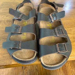 Black three strap back strap birks